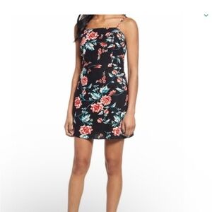 BP Floral Print Linen Blend Mini Dress